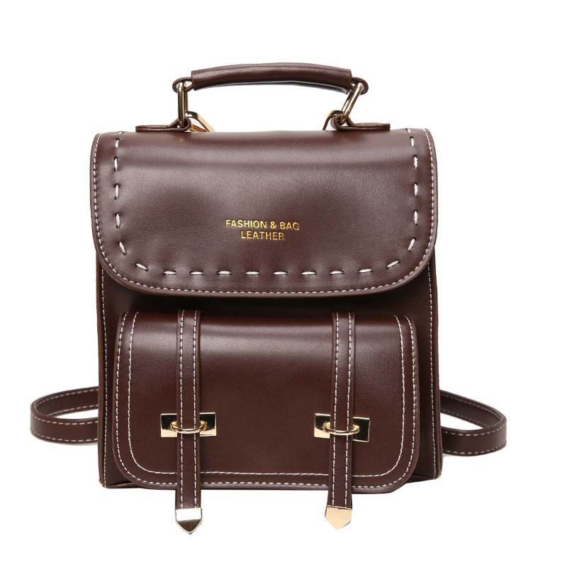 New 2021 PU large-capacity bag, Korean version color-blocking trendy one-shoulder women's casual and stylish backpack Item Picture