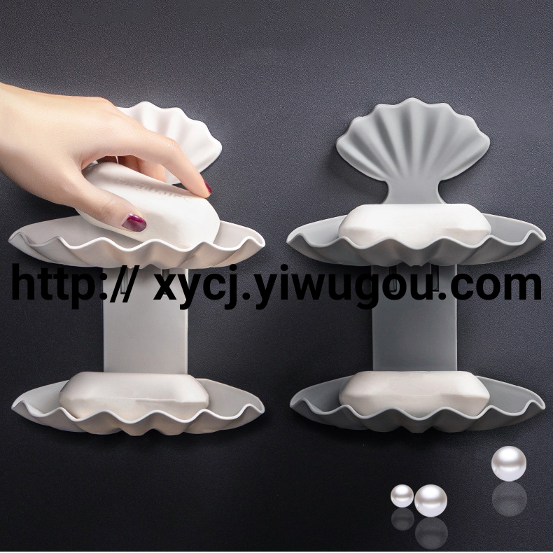Shell double-layer draining soap box with no need for drilling, creative design details Picture