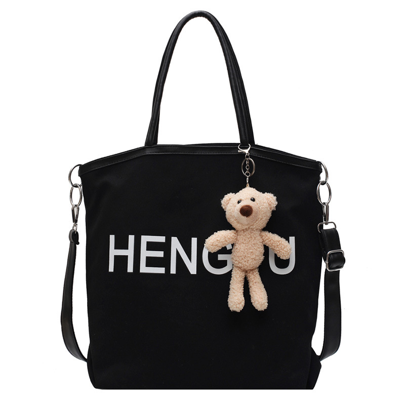 Wholesale of 2021 new Korean style fashionable printed simple large-capacity internet-famous tote bags for women's cross-border canvas Item Picture
