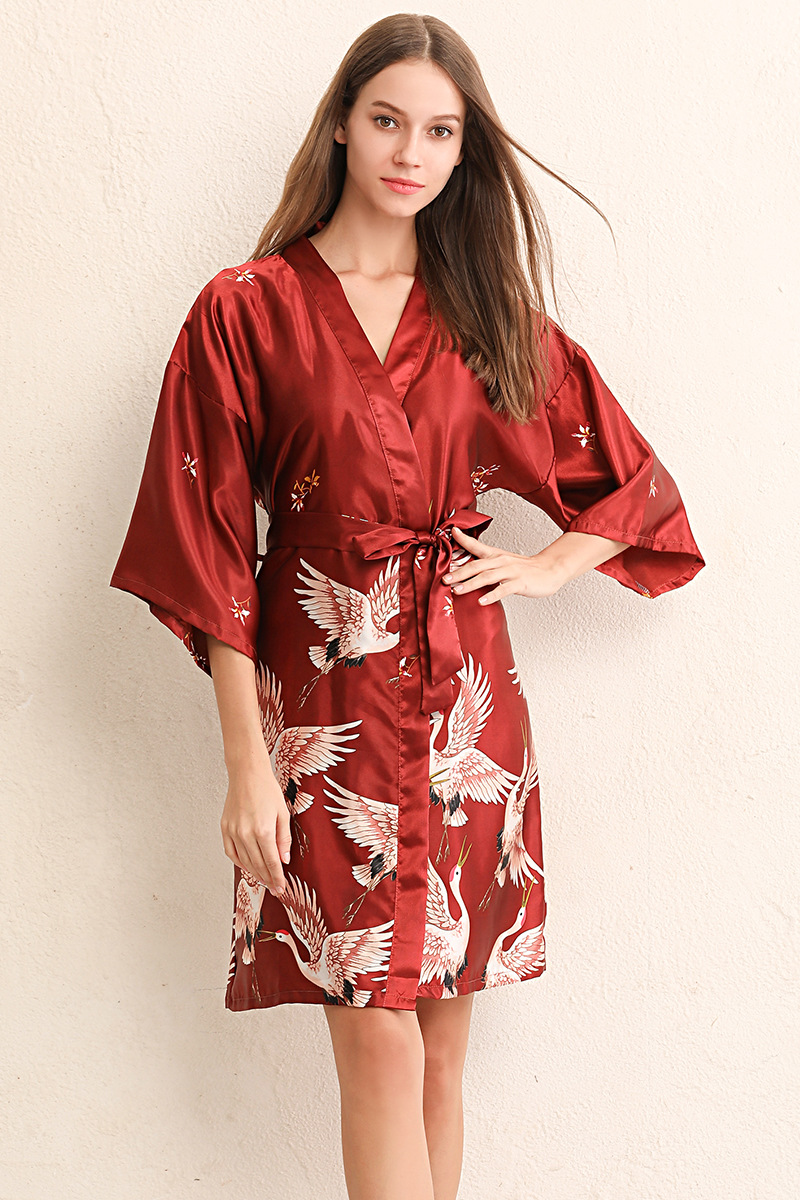 Bride's morning gown, woman's spring and autumn ice silk mid-length, bridesmaid group, wedding bathrobes, best friend silk bathrobes, summer sexy pajamas Item Picture