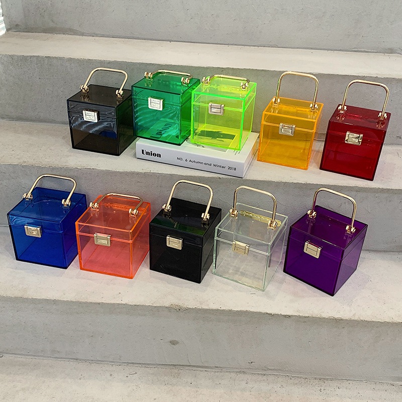 New acrylic women's bag style 2021 crossbody single-shoulder bag, a niche Instagram influencer hand-held transparent box bag, trendy