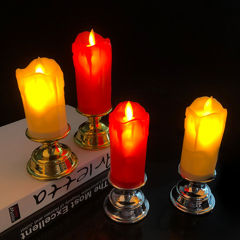 New Year's light-emitting electronic candles for praying to Buddha, visiting graves, church, home, replaceable battery plastic LED candles wholesale details Picture