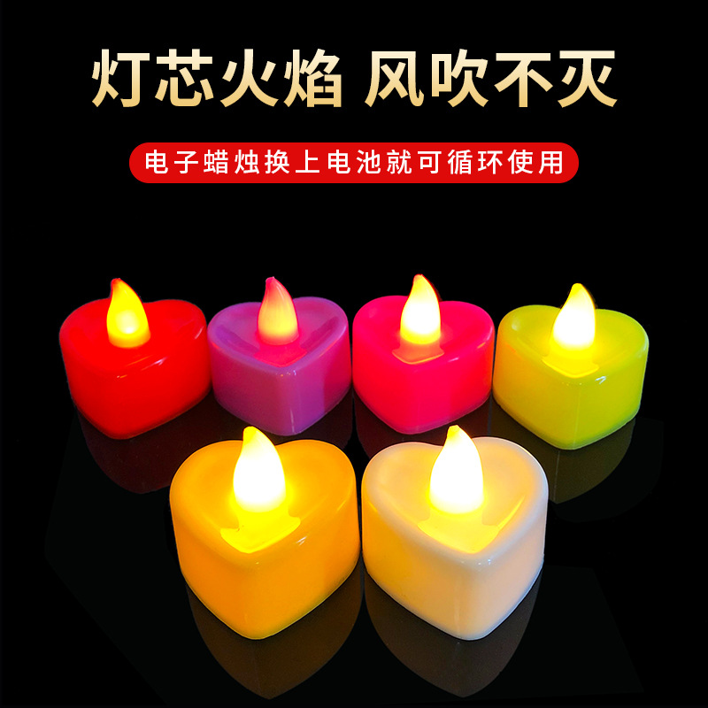 Interior creative proposal scene arrangement, surprise and romantic confession, birthday electronic heart-shaped candle prop decoration details Picture