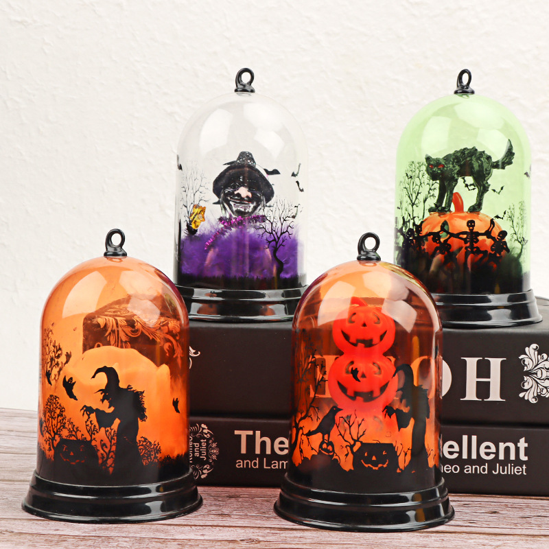 Cross-border wholesale of Halloween lampshades, pumpkins, witches, black cats, candles, led lights, ghost Festival, haunted house lighting fixtures details Picture