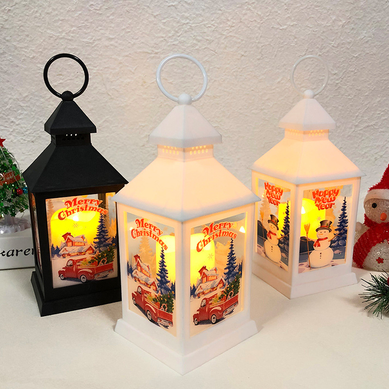 Wholesale of new Christmas decorations, creative and colorful Christmas wind lantern ornaments, Christmas arch small wind lantern pendants