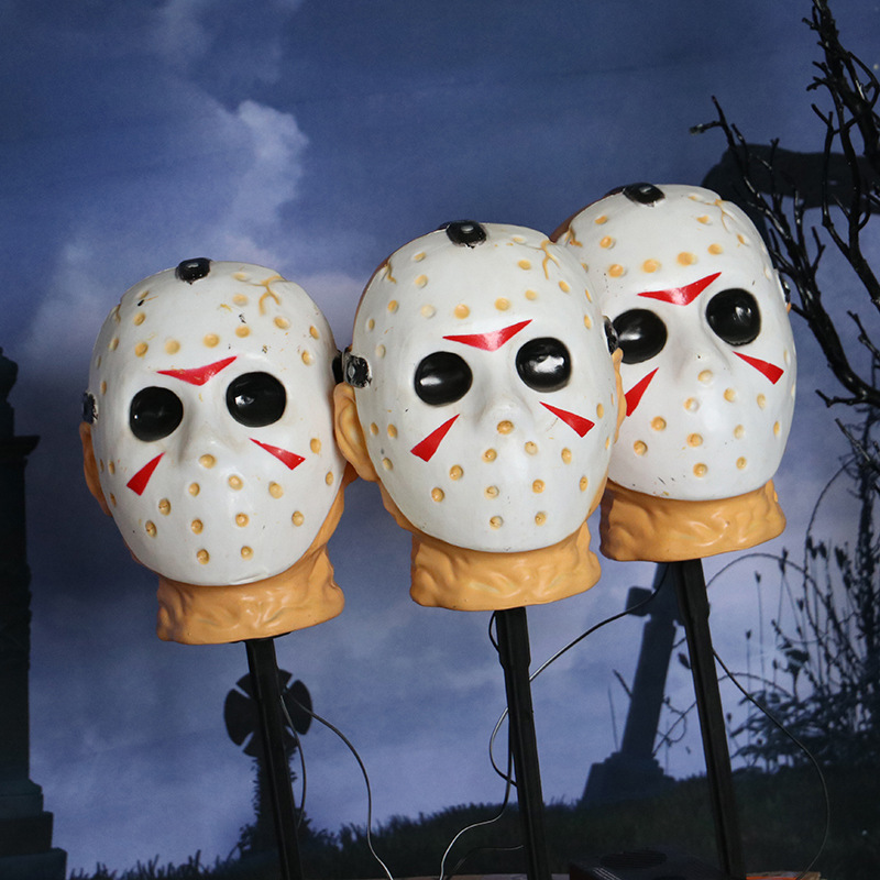 New Halloween Jason ground plug LED light-emitting and sound-emitting lamp Pumpkin Ghost Festival prank props directly supplied by the manufacturer