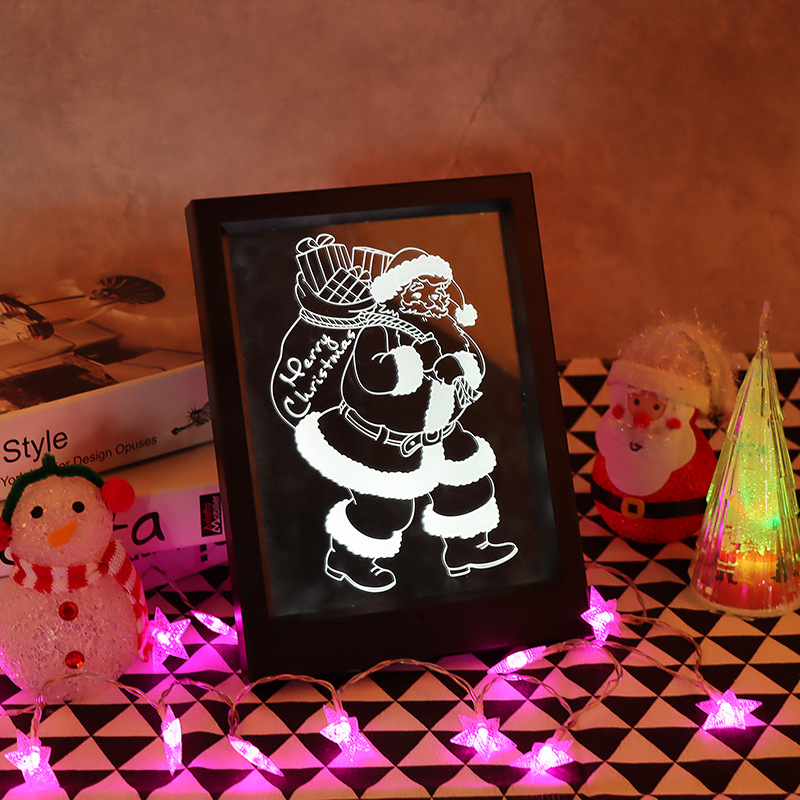 The manufacturer's Christmas seven-color illuminated decorative items, led lights, photo frames, color-changing display stands, ambient lights, and gifts can be customized details Picture