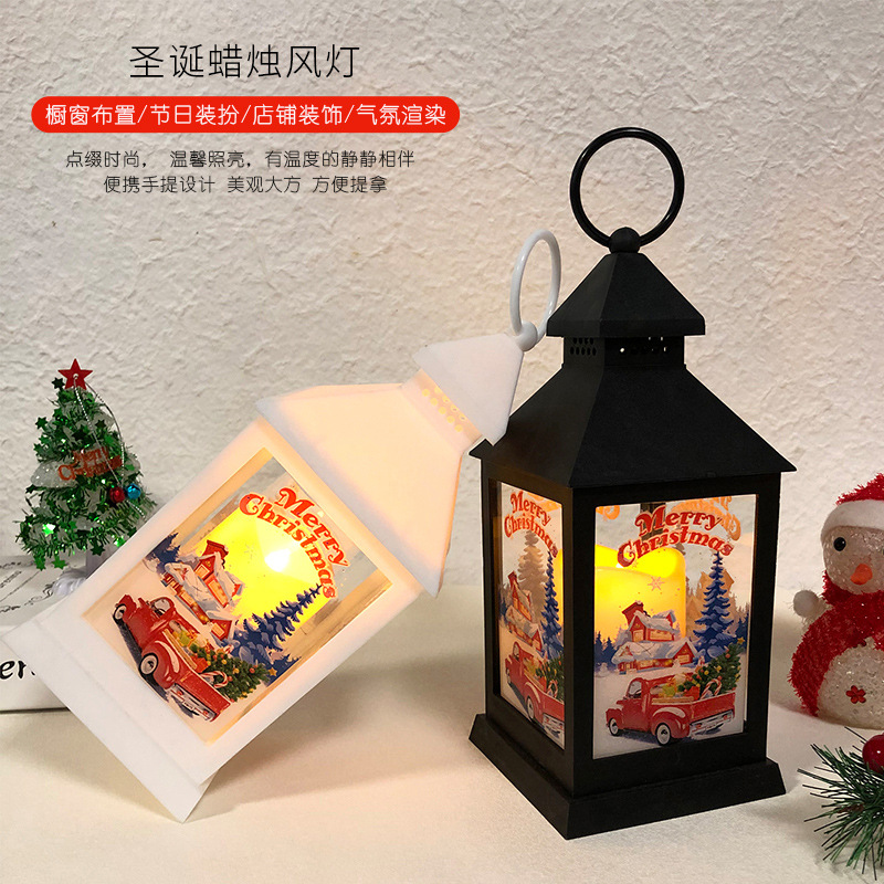 Wholesale of new Christmas decorations, creative and colorful Christmas wind lantern ornaments, Christmas arch small wind lantern pendants details Picture
