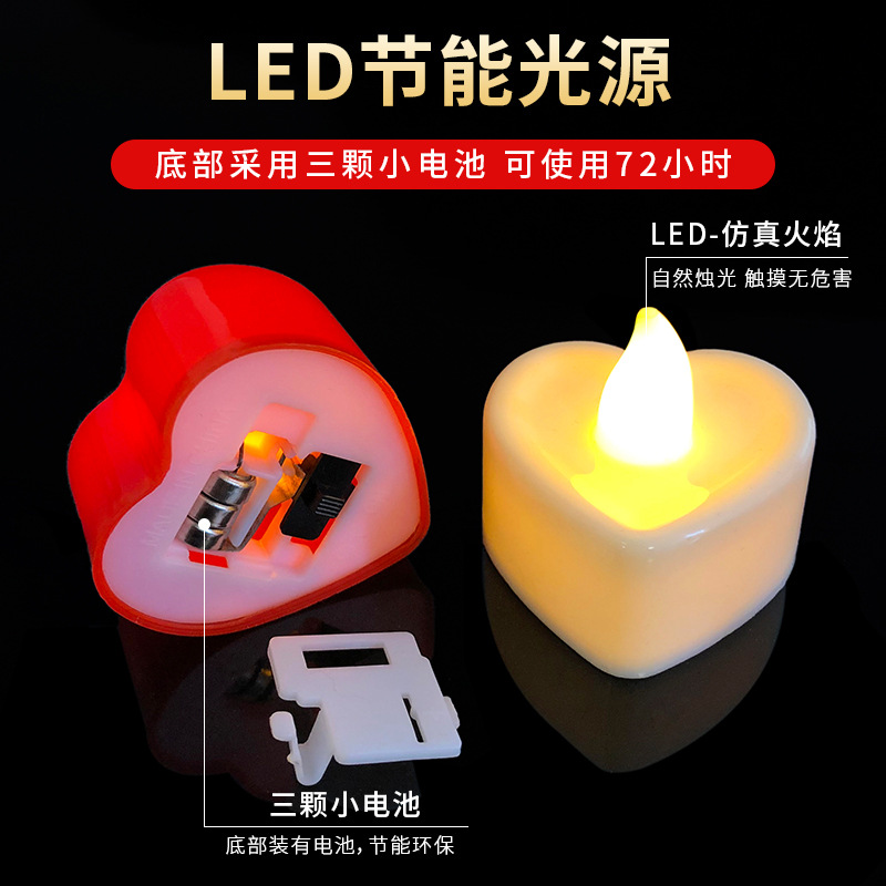 Interior creative proposal scene arrangement, surprise and romantic confession, birthday electronic heart-shaped candle prop decoration Application Scenario
