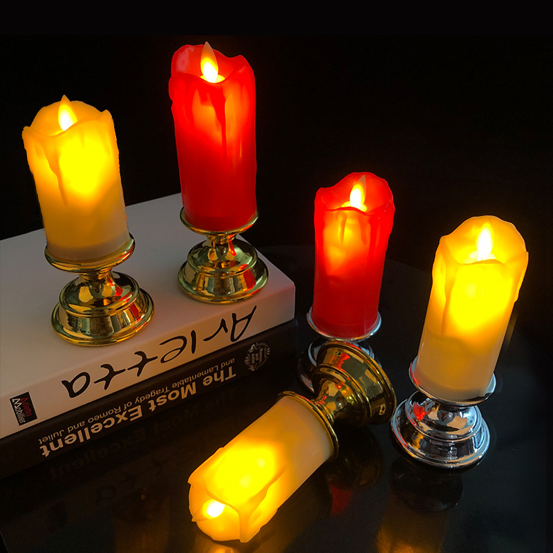 New Year's light-emitting electronic candles for praying to Buddha, visiting graves, church, home, replaceable battery plastic LED candles wholesale Specification image