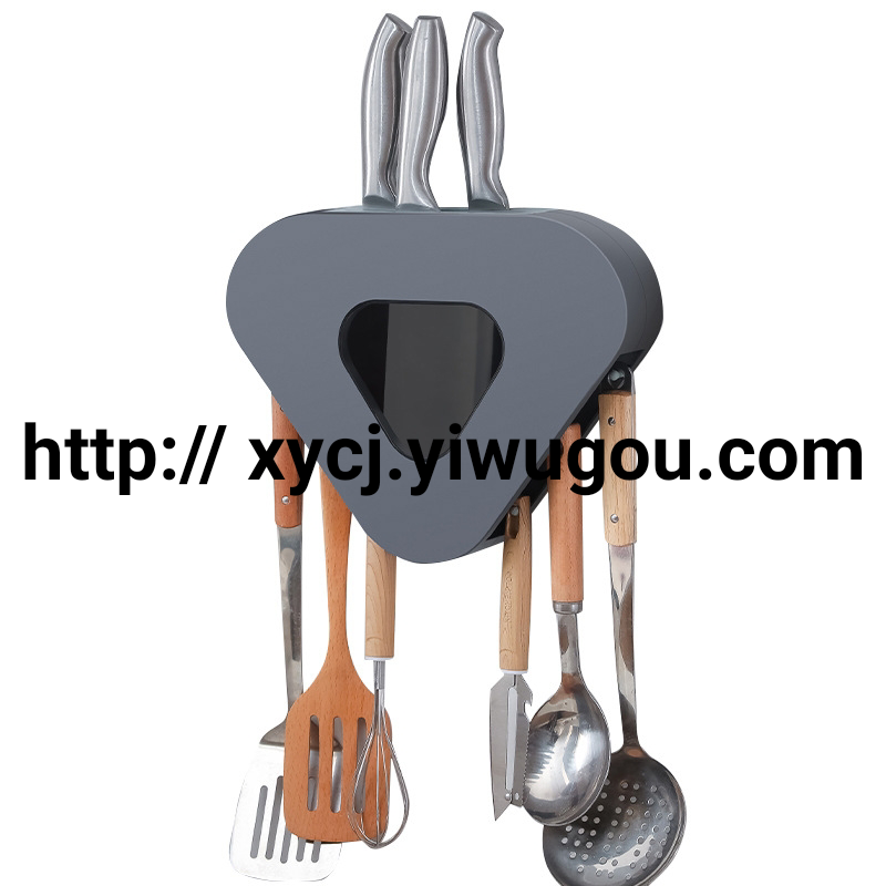 Wall-mounted kitchen storage rack without drilling holes, knife rack, pot spatula, spoon hook, multi-functional kitchenware storage rack, wall Item Picture