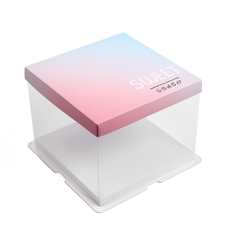 小熊节日礼品包装盒 实用新型专利塑料底托透明围边9寸方形蛋糕盒