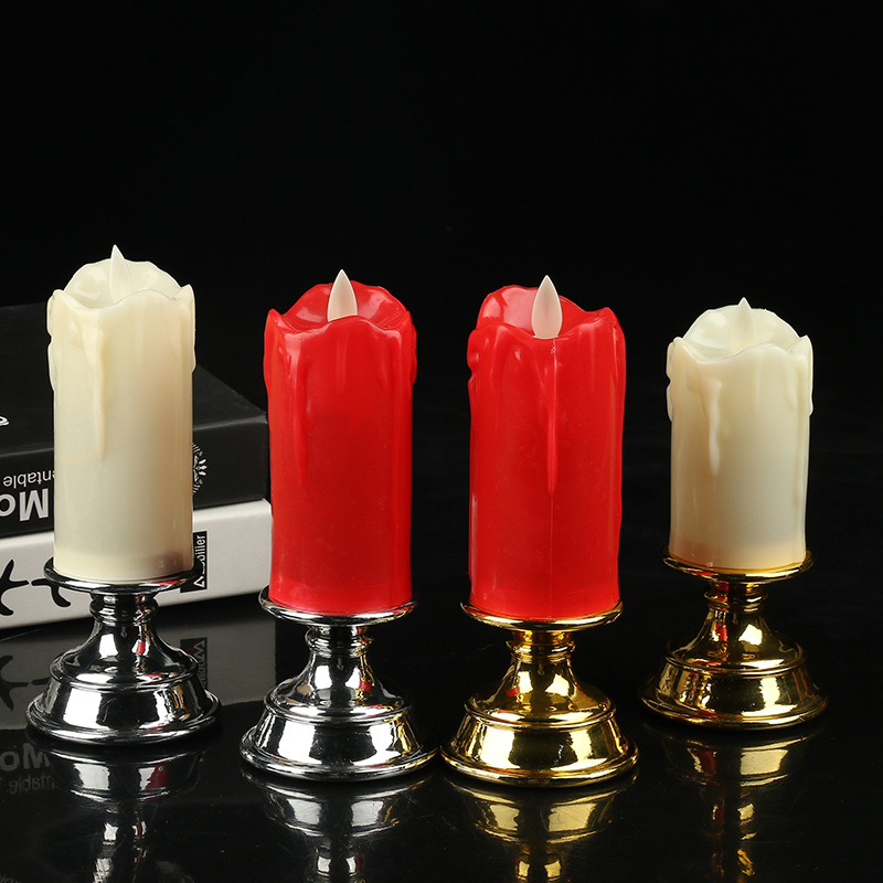 New Year's light-emitting electronic candles for praying to Buddha, visiting graves, church, home, replaceable battery plastic LED candles wholesale