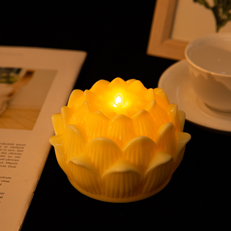 Self-produced and self-sold simulated plastic lotus electronic swinging candles are offerings for temple worship and blessing during the Qingming Festival and the Ghost Festival Application Scenario