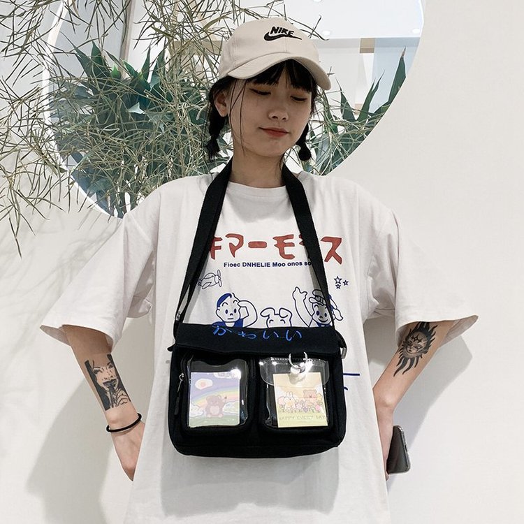 This cute cartoon transparent canvas bag with a Japanese ins school style is a perfect match for Korean chic students and can be used as a delivery bag for class Specification image