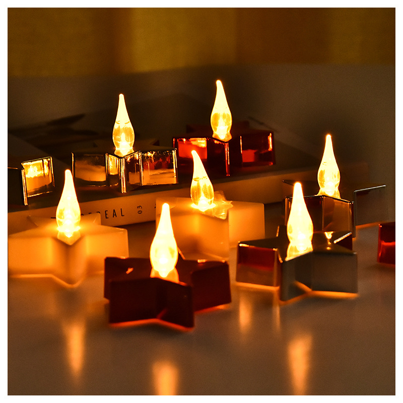 Wholesale of red electronic candles for wedding, birthday, hotel table, confession scene, set and props of Five-pointed star Little Tea Wax Application Scenario