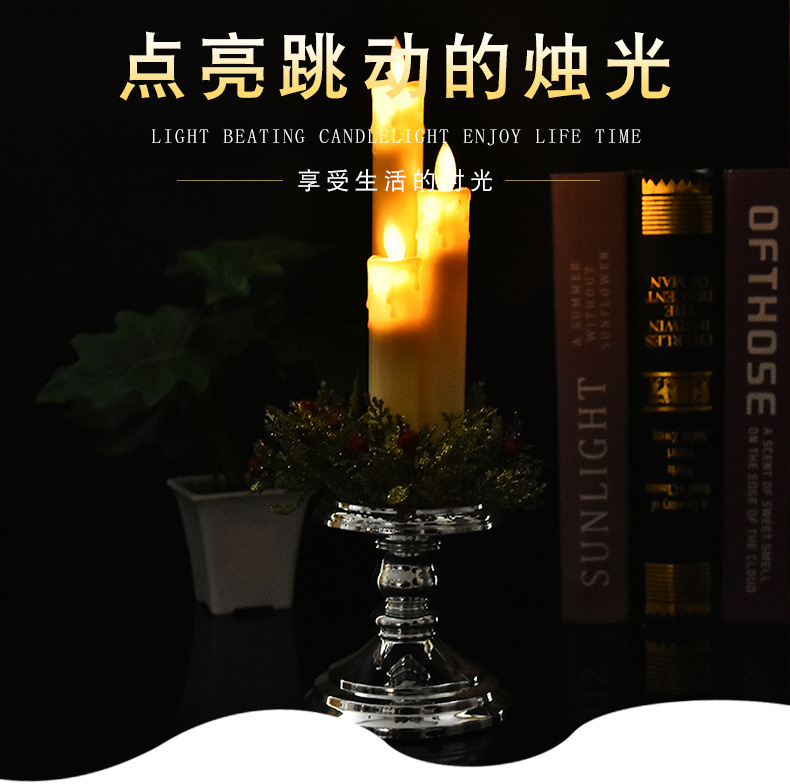 Wholesale of electronic candle holders, three swinging candles, led wedding simple white lobby table decoration supplies Specification image