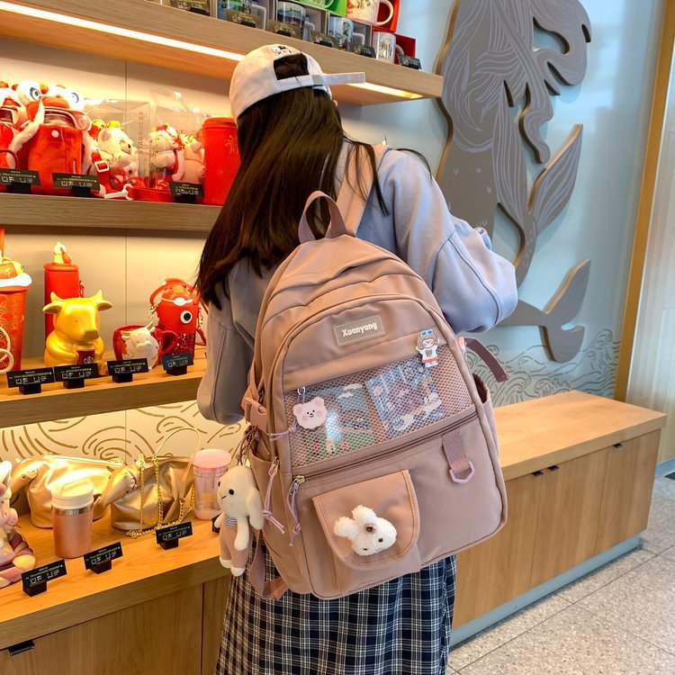 Japanese-style campus vintage, forest-themed simple and versatile, large-capacity student backpack for girls, Japanese-style cute girls' schoolbag details Picture