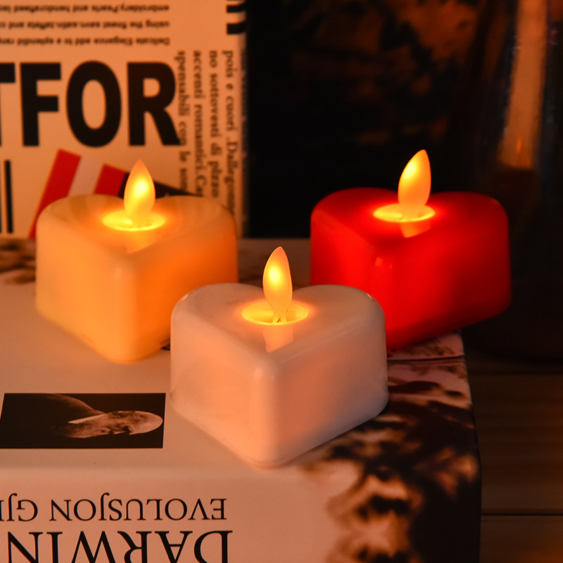 新款爱心蜡烛 创意摇摆电子蜡烛定制 情人节表白蜡烛 盒装批发