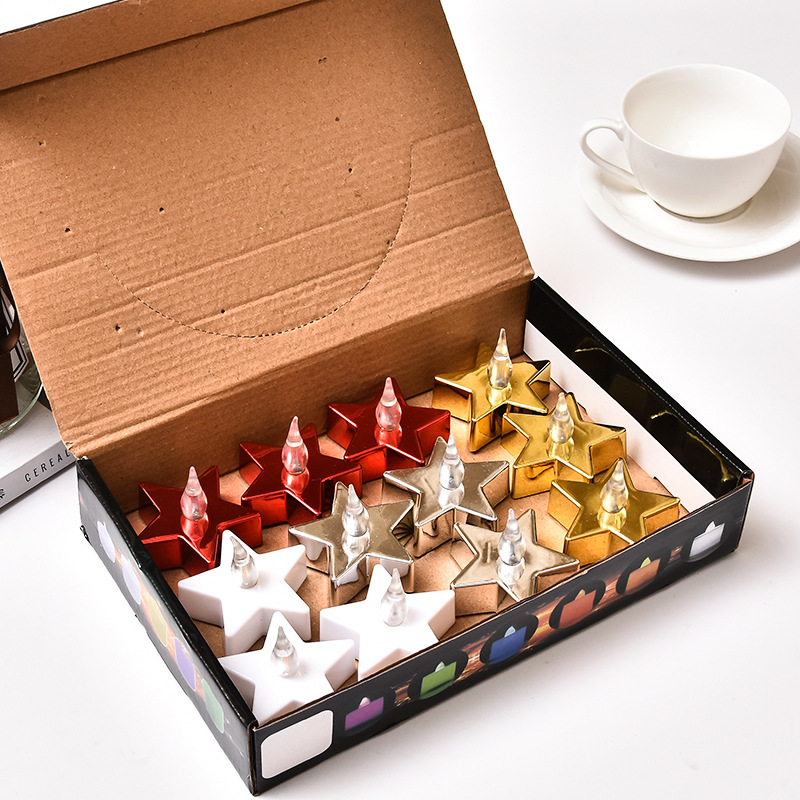 Wholesale of red electronic candles for wedding, birthday, hotel table, confession scene, set and props of Five-pointed star Little Tea Wax details Picture