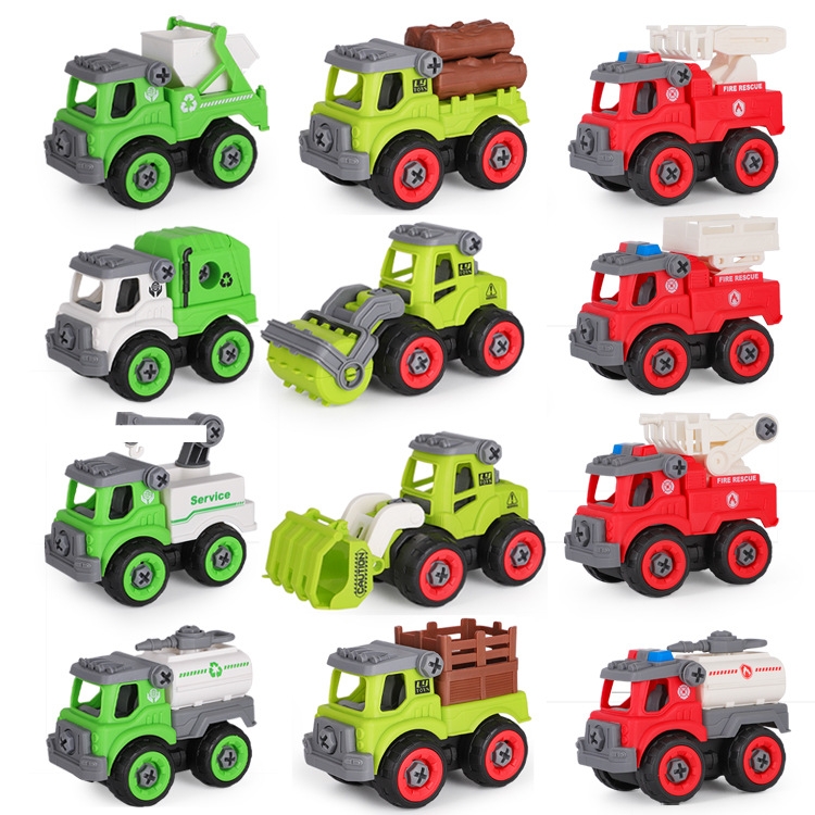 Children's disassembly and assembly project sanitation toy car DIY detachable assembly set fire engine water sprinkler ladder truck toy Item Picture