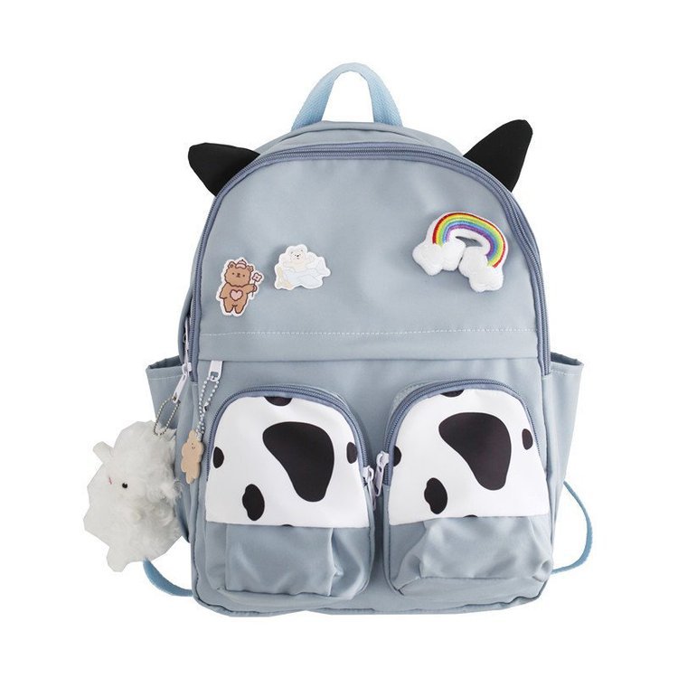 Japanese-style ins campus school style, fresh and cute, cute cow with earbuds, soft girl schoolbag, funny student backpack Item Picture