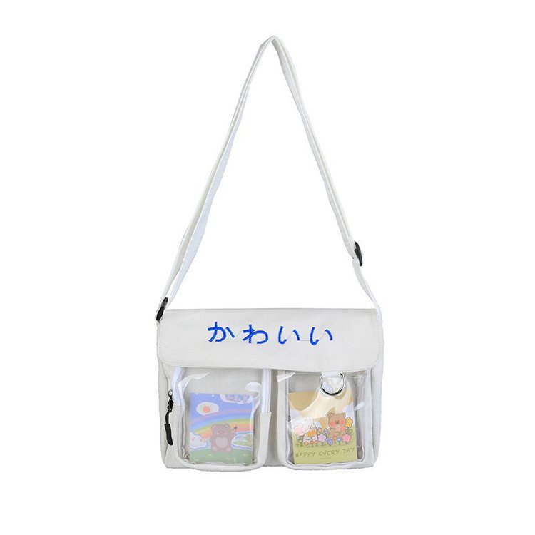 This cute cartoon transparent canvas bag with a Japanese ins school style is a perfect match for Korean chic students and can be used as a delivery bag for class Item Picture