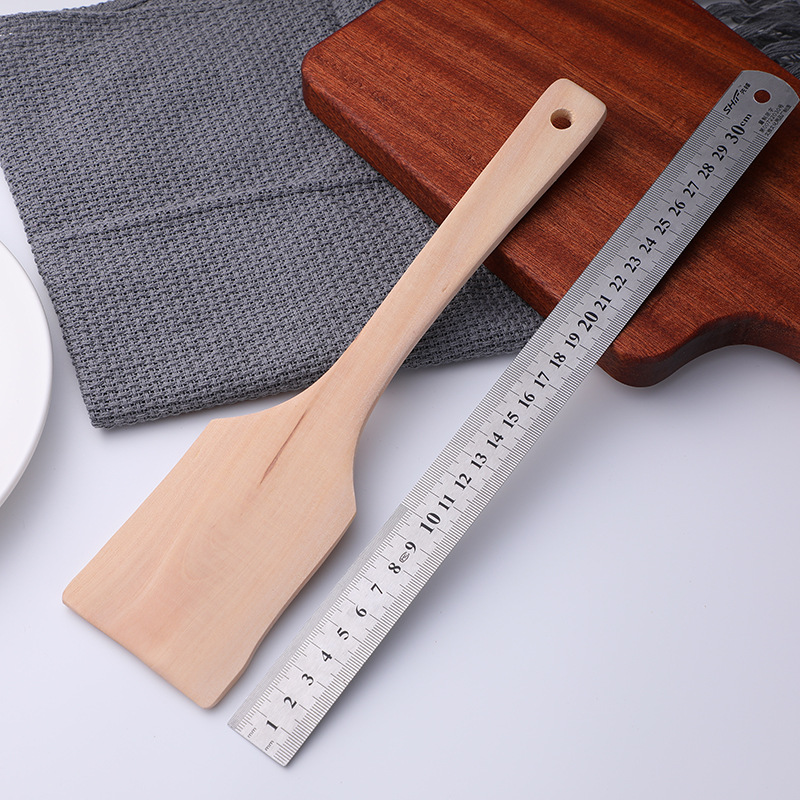 Unpainted wooden spatula, wooden spoon, non-stick pan, flat-bottomed spatula, solid wood spatula, rice spoon Specification image