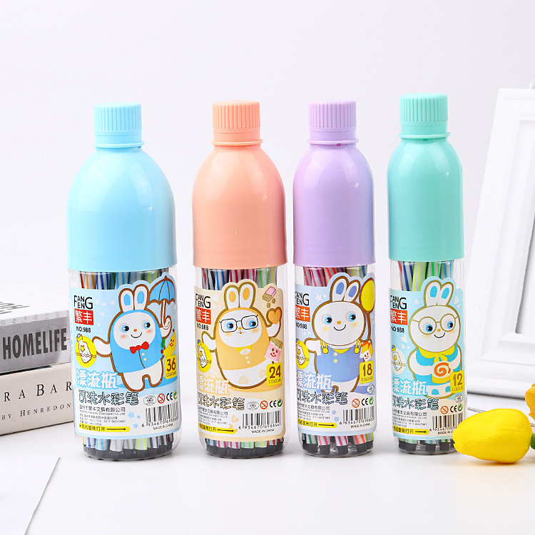 Creative pupil prize cartoon washable watercolor pen children art supplies graffiti pen LOGO custom wholesale thumbnail