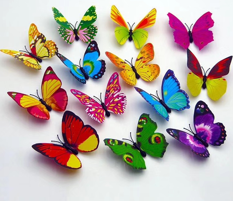 New stickers: Single-layer magnetic butterfly three-dimensional butterfly stickers, refrigerator stickers, decorative stickers, wall stickers, 12 pieces per pack details Picture
