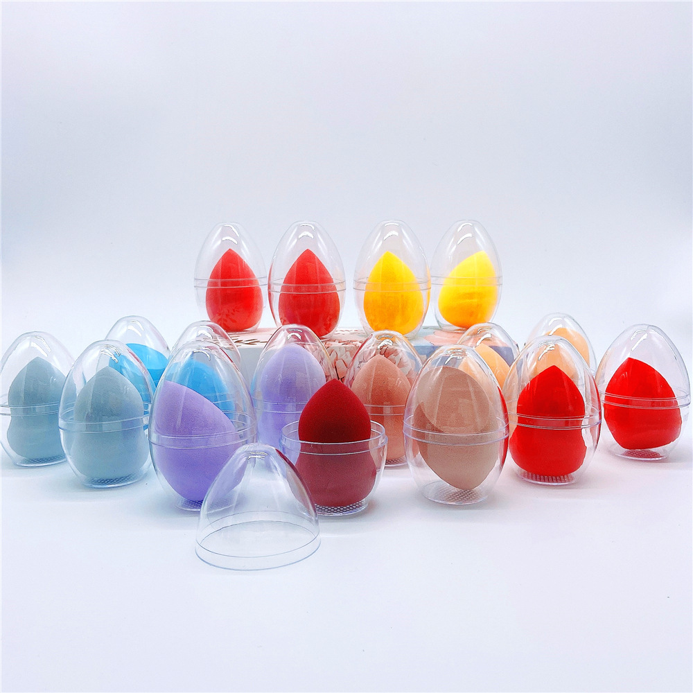 A transparent eggshell, a super soft beauty egg, a water drop gourd cut diagonally, makeup powder puff, cushion, foundation sponge egg details Picture