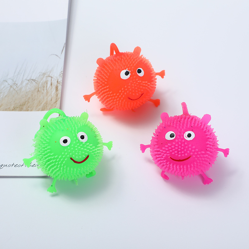 闪光球 弹力球毛毛球 闪光球批发厂家 两元批发