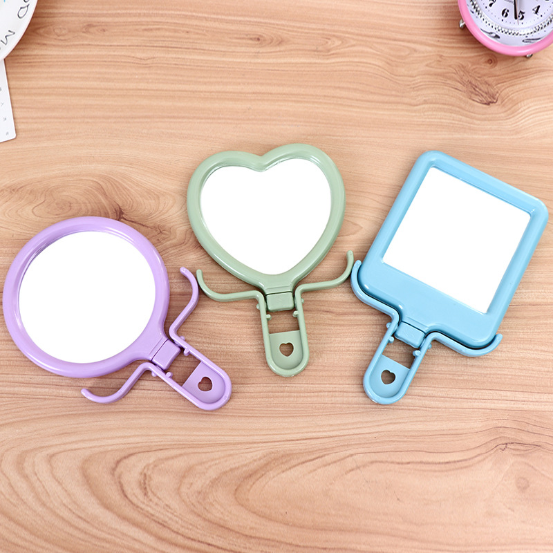 Simple rectangular handheld mirror, high-definition makeup mirror, desktop dressing mirror, folding portable makeup mirror Item Picture