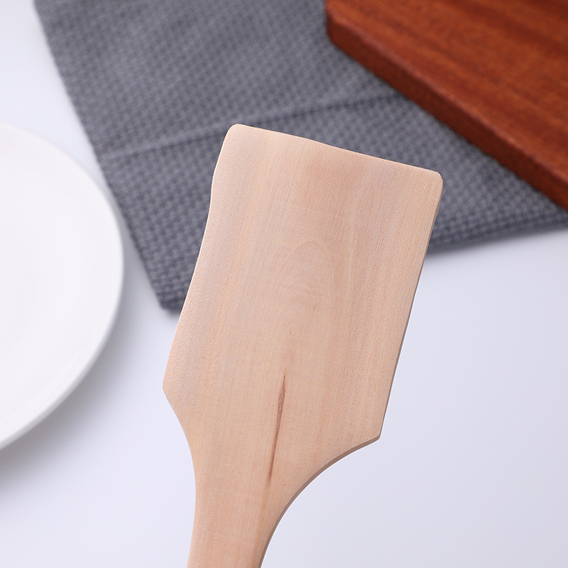 Unpainted wooden spatula, wooden spoon, non-stick pan, flat-bottomed spatula, solid wood spatula, rice spoon Application Scenario