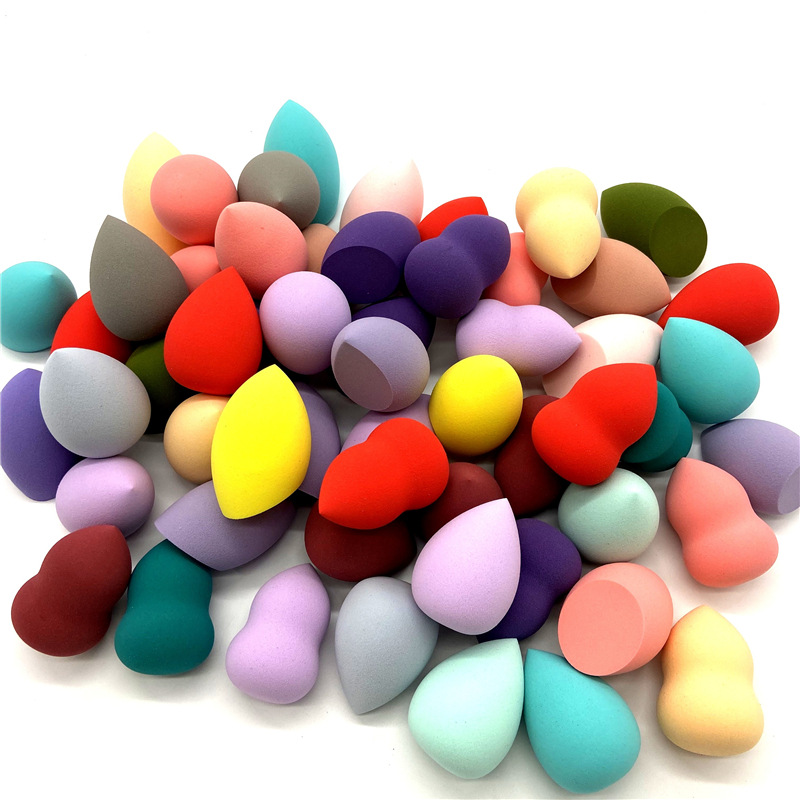 Wholesale and direct sales of grape purple fruit series gourd water drop diagonal cut 3-piece beauty egg powder puff gift set Item Picture