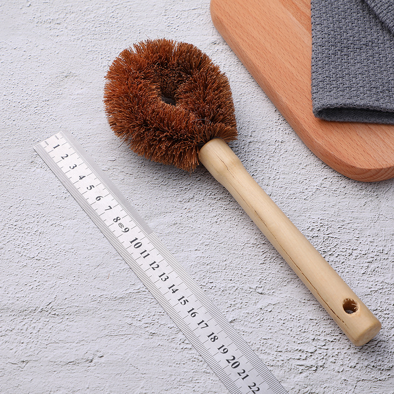 Non-stick oil-coir palm brush, household dirt removal cleaning brush, pot brush, kitchen pot brush, bowl brush Specification image