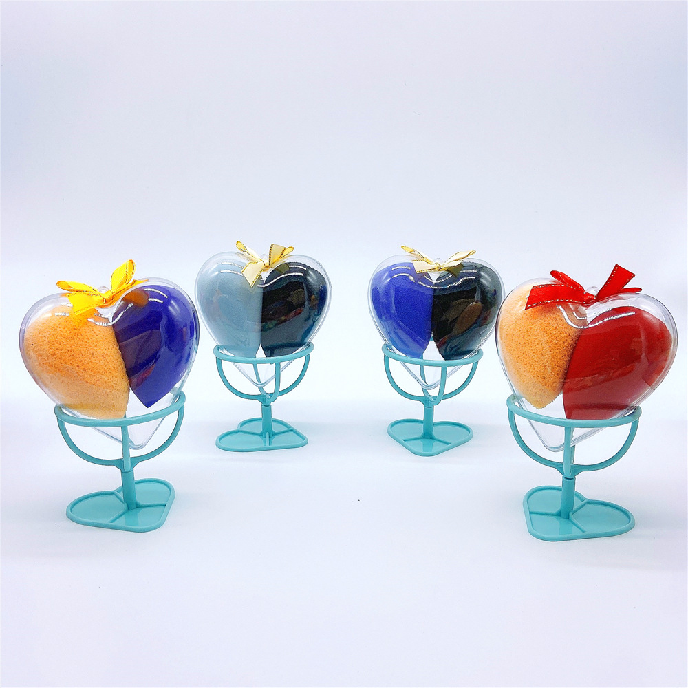 Hot-selling premium beauty egg powder puff, large Q-bouncy gourd water drop, diagonal cut transparent heart-shaped shell, double sponge egg foundation liquid Specification image