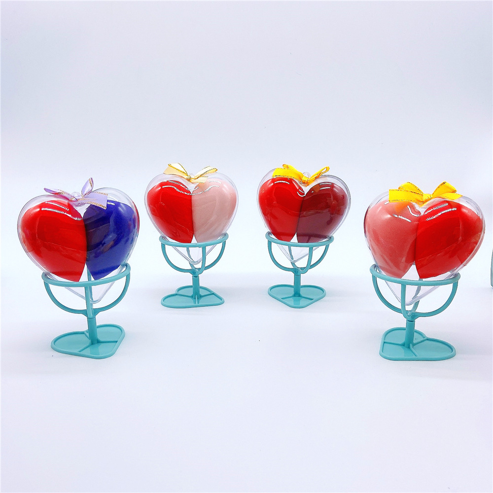 Hot-selling premium beauty egg powder puff, large Q-bouncy gourd water drop, diagonal cut transparent heart-shaped shell, double sponge egg foundation liquid Application Scenario