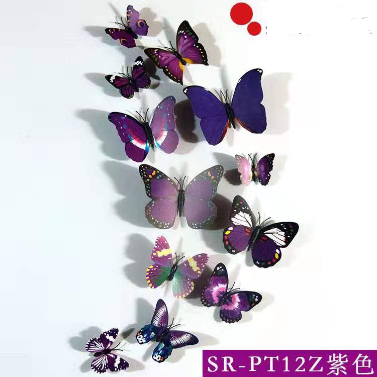 New stickers: Single-layer magnetic butterfly three-dimensional butterfly stickers, refrigerator stickers, decorative stickers, wall stickers, 12 pieces per pack Item Picture