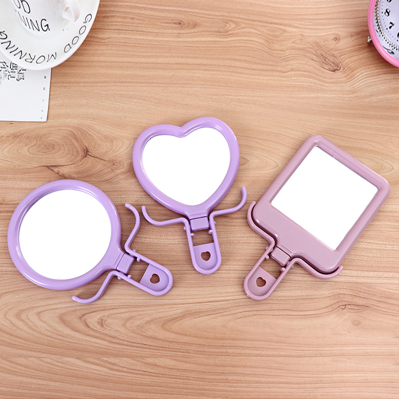 Simple rectangular handheld mirror, high-definition makeup mirror, desktop dressing mirror, folding portable makeup mirror Specification image