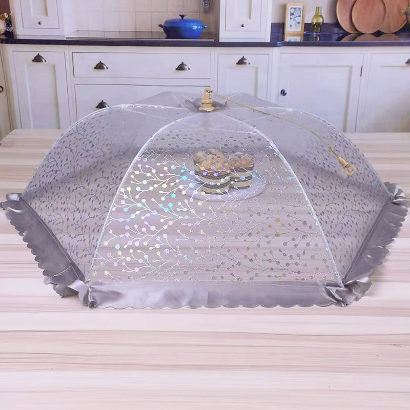 夏季新款餐桌罩菜食物防尘饭罩防虫罩饭菜盖蕾丝可折叠可拆洗菜罩