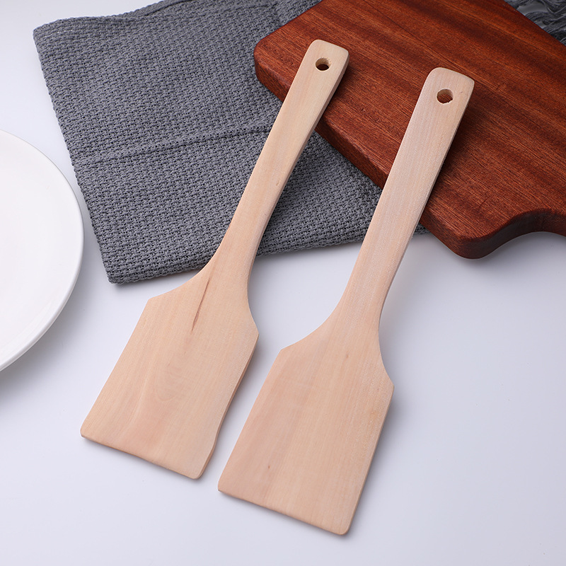 Unpainted wooden spatula, wooden spoon, non-stick pan, flat-bottomed spatula, solid wood spatula, rice spoon