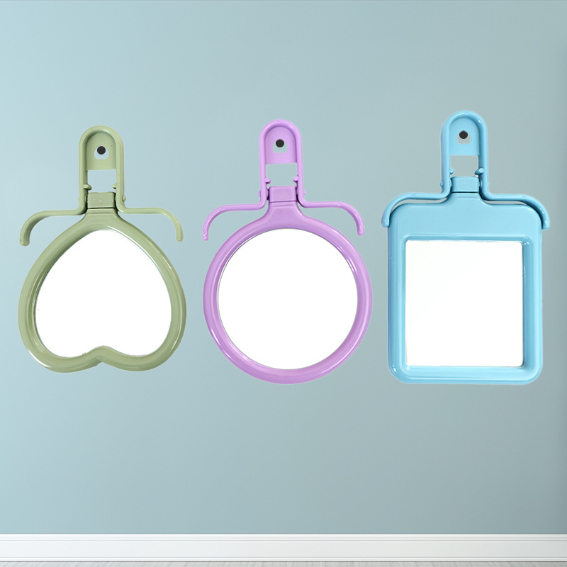 Simple rectangular handheld mirror, high-definition makeup mirror, desktop dressing mirror, folding portable makeup mirror