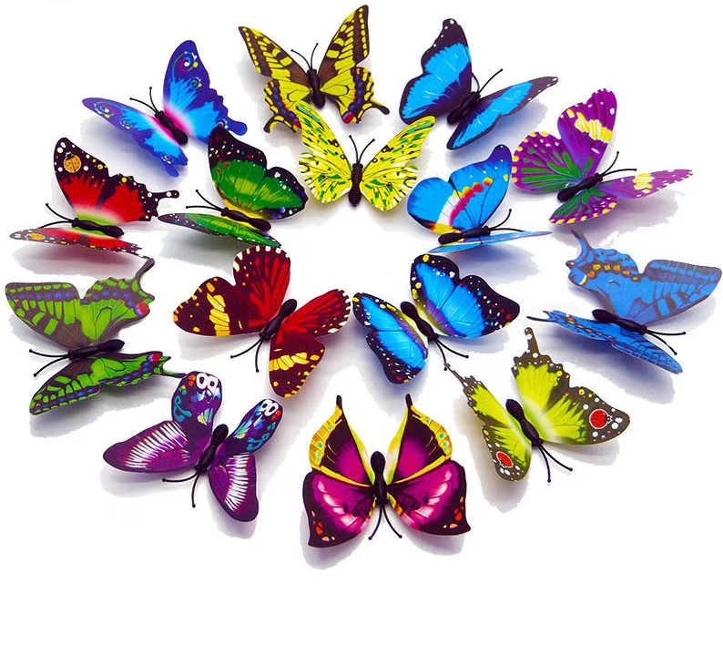 New stickers: Single-layer magnetic butterfly three-dimensional butterfly stickers, refrigerator stickers, decorative stickers, wall stickers, 12 pieces per pack
