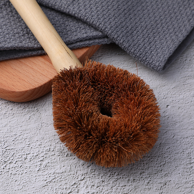 Non-stick oil-coir palm brush, household dirt removal cleaning brush, pot brush, kitchen pot brush, bowl brush details Picture