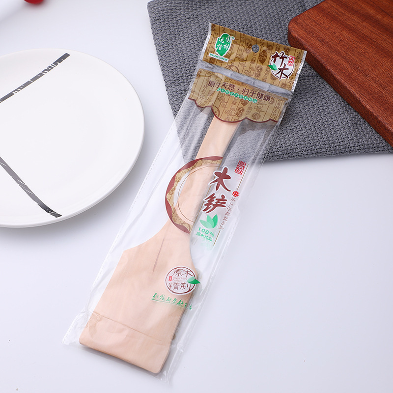 Unpainted wooden spatula, wooden spoon, non-stick pan, flat-bottomed spatula, solid wood spatula, rice spoon details Picture