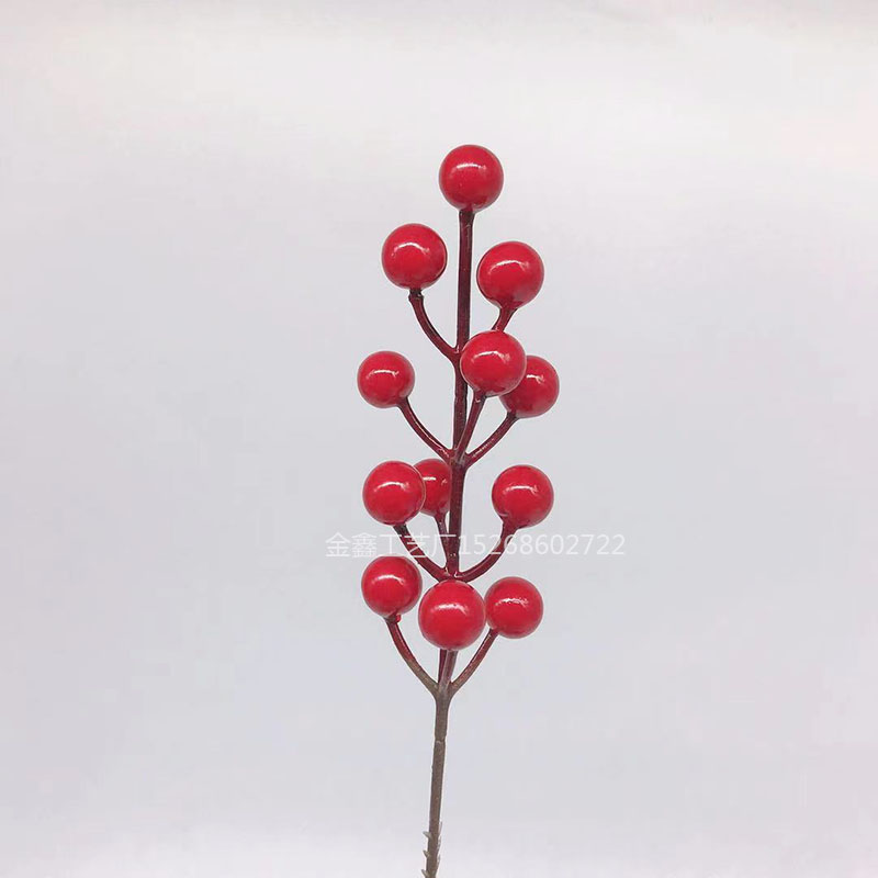 圣诞红果12叉配件12头相思豆发财过冬青蓝莓浆果甜点烘焙插件