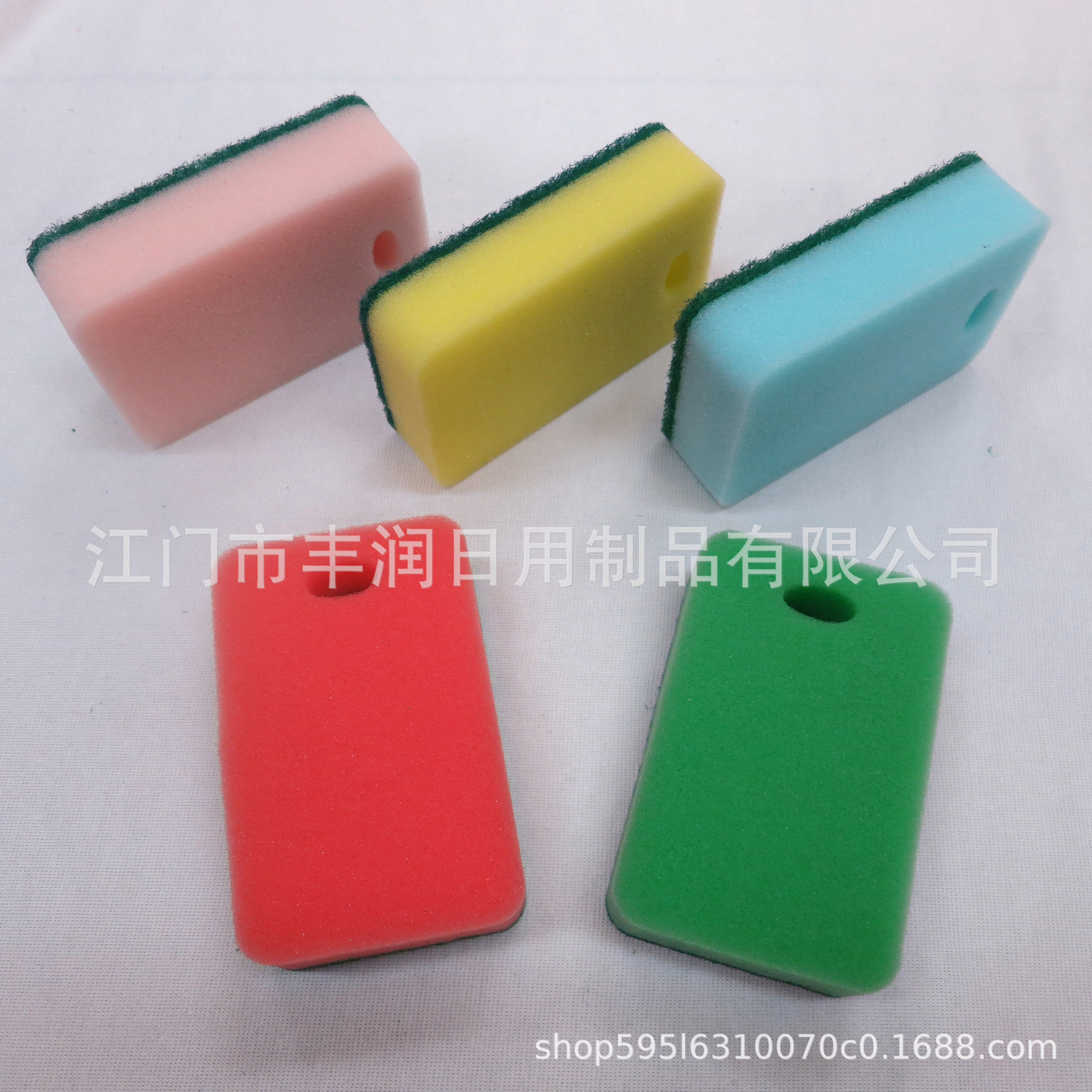 Kitchen cleaning sponge, waist-shaped multi-functional double-sided dishwashing sponge, scouring pad, powerful sponge for stain removal Item Picture