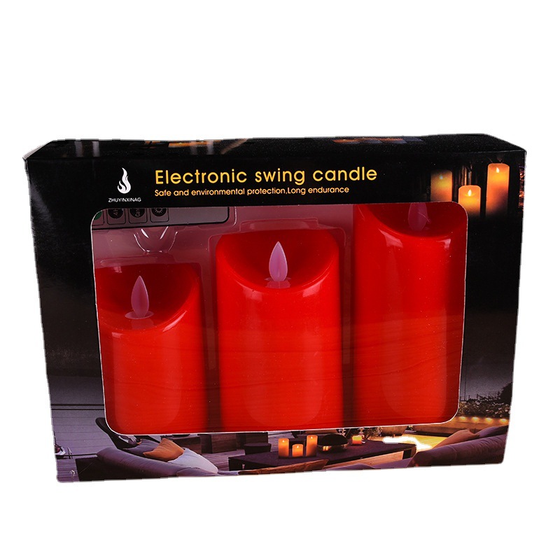 Factory wholesale 7.5CM electronic candle covers, 8-key remote control, timed swing candles, hotel atmosphere led candles Item Picture