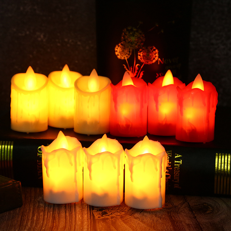 Simulated candle swaying, shaking, slanting mouth, tears, LED electronic candle light, bar, wedding, restaurant guiding lighting Specification image